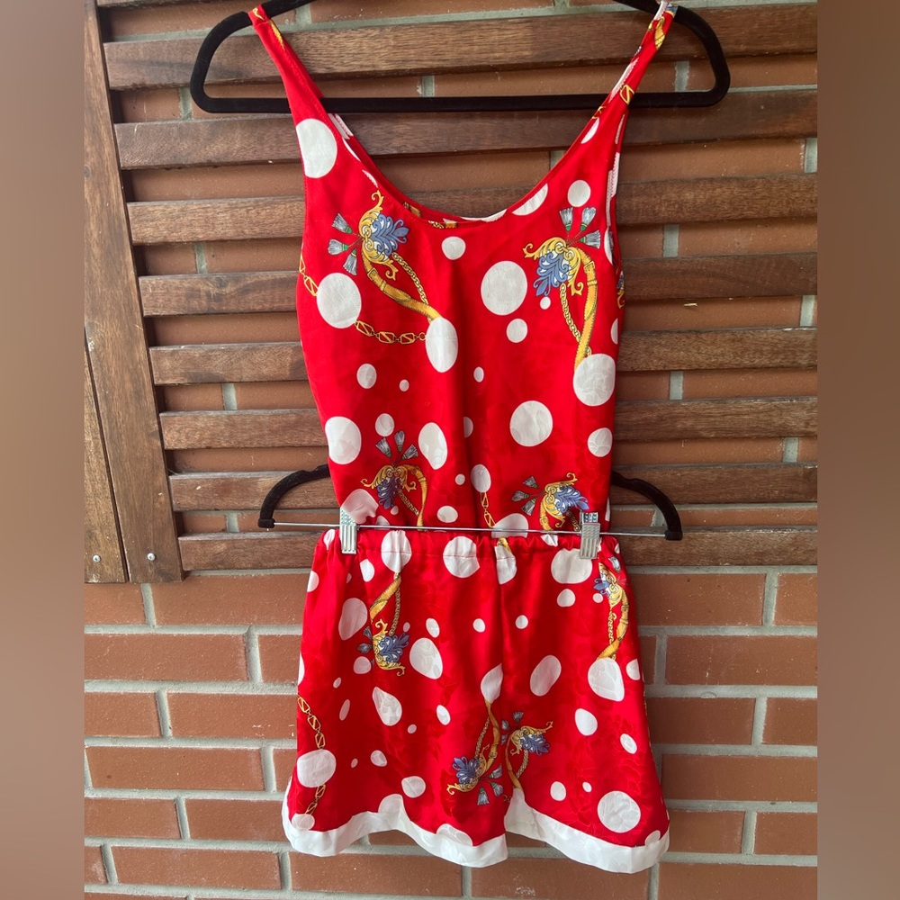 🚨SOLD🚨Matching red nautical 3 piece matching set top, tank & shorts
